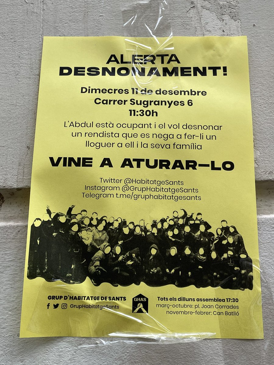 Ana Sans (@ana_sans) on Twitter photo Un altre desnonament amb menors (3) a SantsMontjuïc i un cop més que el govern del <a href="/PSCSants/">PSCSantsMontjuïc</a> no hi és per mediar i intentar aturar-ho o trobar alternatives dignes.
Com han canviat les coses. D'un govern que estava a peu de carrer a un altre que es desentén des dels despatxos. Un altre desnonament amb menors (3) a SantsMontjuïc i un cop més que el govern del <a href="/PSCSants/">PSCSantsMontjuïc</a> no hi és per mediar i intentar aturar-ho o trobar alternatives dignes.
Com han canviat les coses. D'un govern que estava a peu de carrer a un altre que es desentén des dels despatxos.