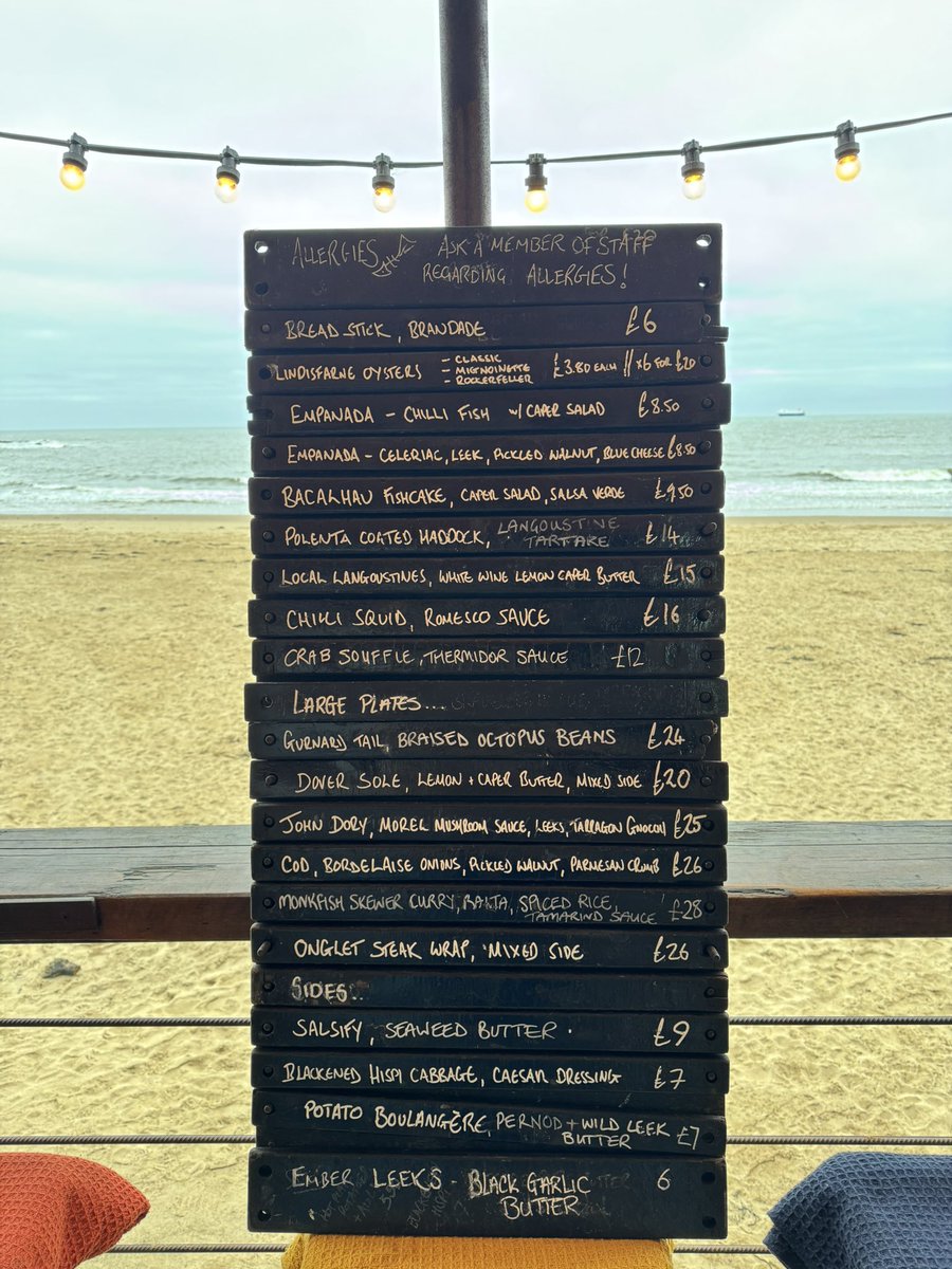 Today’s menu folks… see you on the beach x