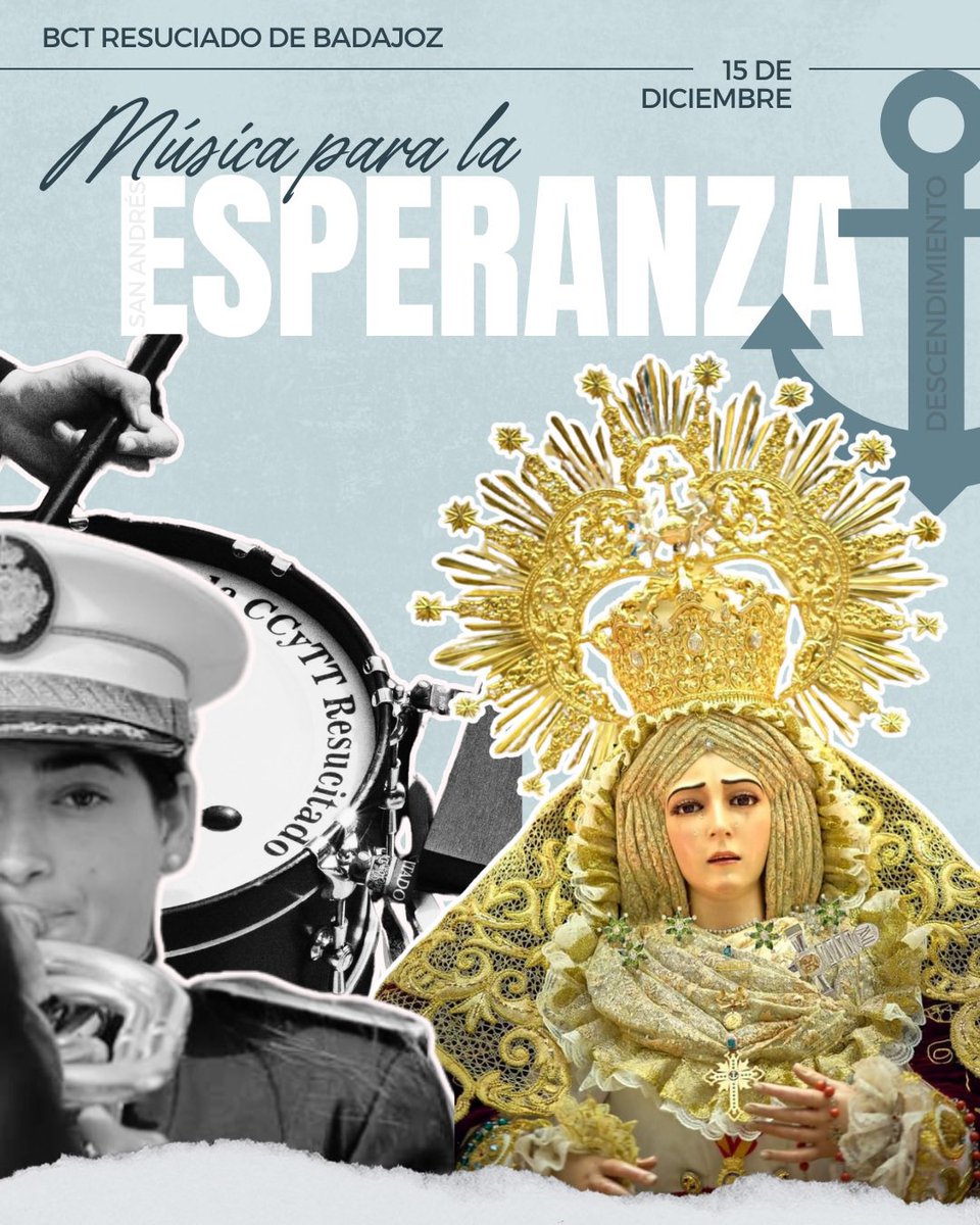 CCTTresucitado's tweet image. 🎶🟢 𝑴𝒖́𝒔𝒊𝒄𝒂 𝒑𝒂𝒓𝒂 𝒍𝒂 𝑬𝒔𝒑𝒆𝒓𝒂𝒏𝒛𝒂 🟢🎶

El próximo domingo, 15 de diciembre, pondremos nuestros sones tras Nuestra Señora de la Esperanza en su traslado desde el Monasterio de Ntra. Señora de los Ángeles Carmelitas Descalzas hasta la Parroquia de San Andrés.