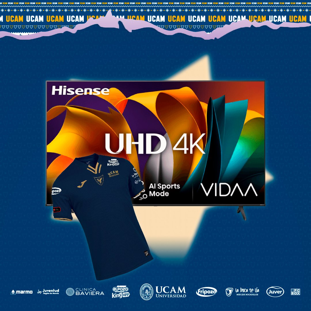 #UCAMenAdviento - Día 12 🎁

¡Sorteamos una TELEVISIÓN (Hisense UHD 4K 55”) y una camiseta del club! 😎

👇Requisitos 👇
✅ Follow <a href="/UCAM_esports/">UCAM Esports</a> 
🔃 RT este post.
🗨️ Etiqueta a quien invitarías a ver un partido.

El sorteo finaliza el lunes 16 a las 12:00. Solo para España.