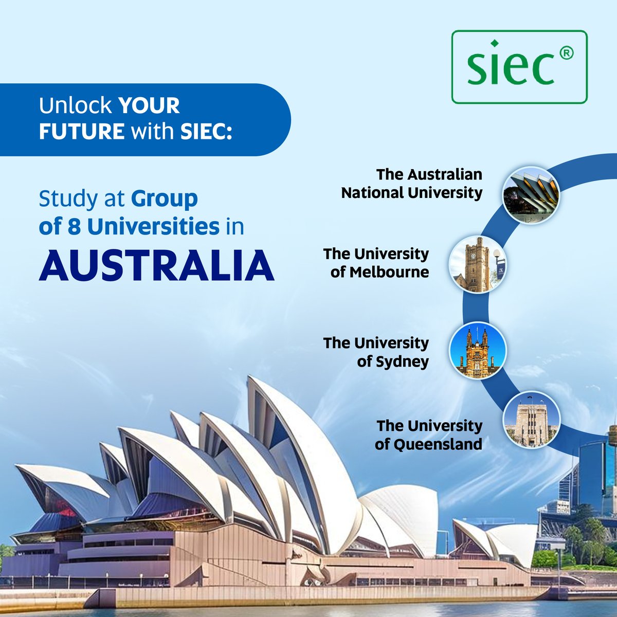 sieceducation's tweet photo. 🌏 Dream Big with Australia’s Group of 8 Universities!
🎓 Top Rankings | 💼 Strong Industry Links | 🏠 Pathways to PR
Let SIEC guide you to success—contact us today! 🚀

#StudyInAustralia #GroupOf8 #GlobalEducation #DreamBig #FutureReady #siec https://t.co/qE2JSb0EIx