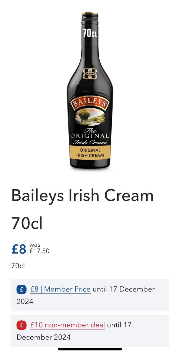 Christmas drinks taken care of. Pick up a bottle of Baileys for just £8 if you’re a Co-op member!