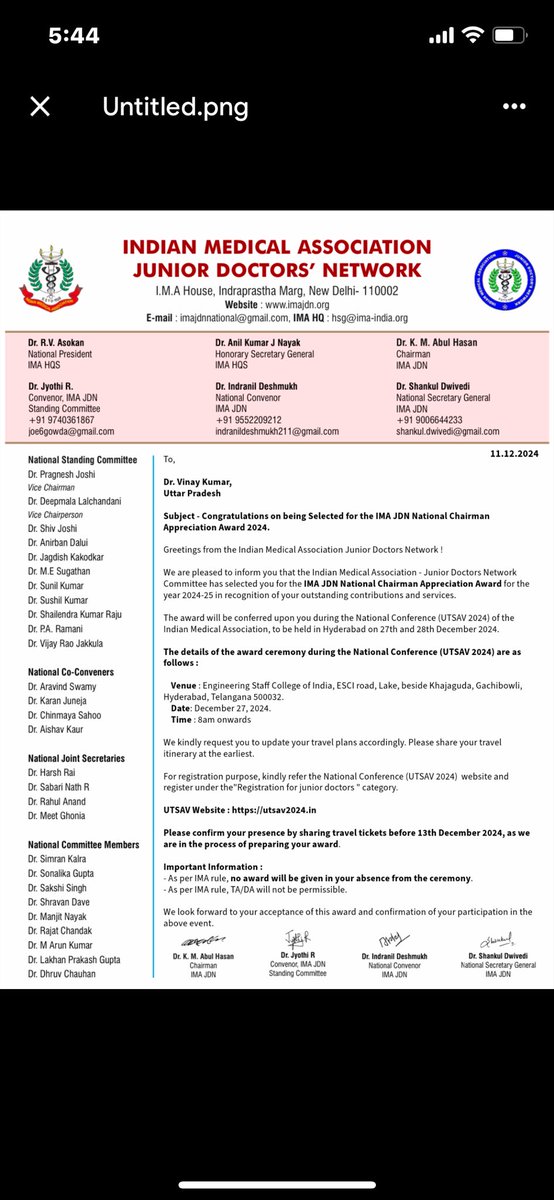 On Twitter (X) after long time to  share this happiness with you all …

that i have been selected for 

*IMA JDN National Chairman Appreciation Award*

for the year 2024-25 😊🌸😊