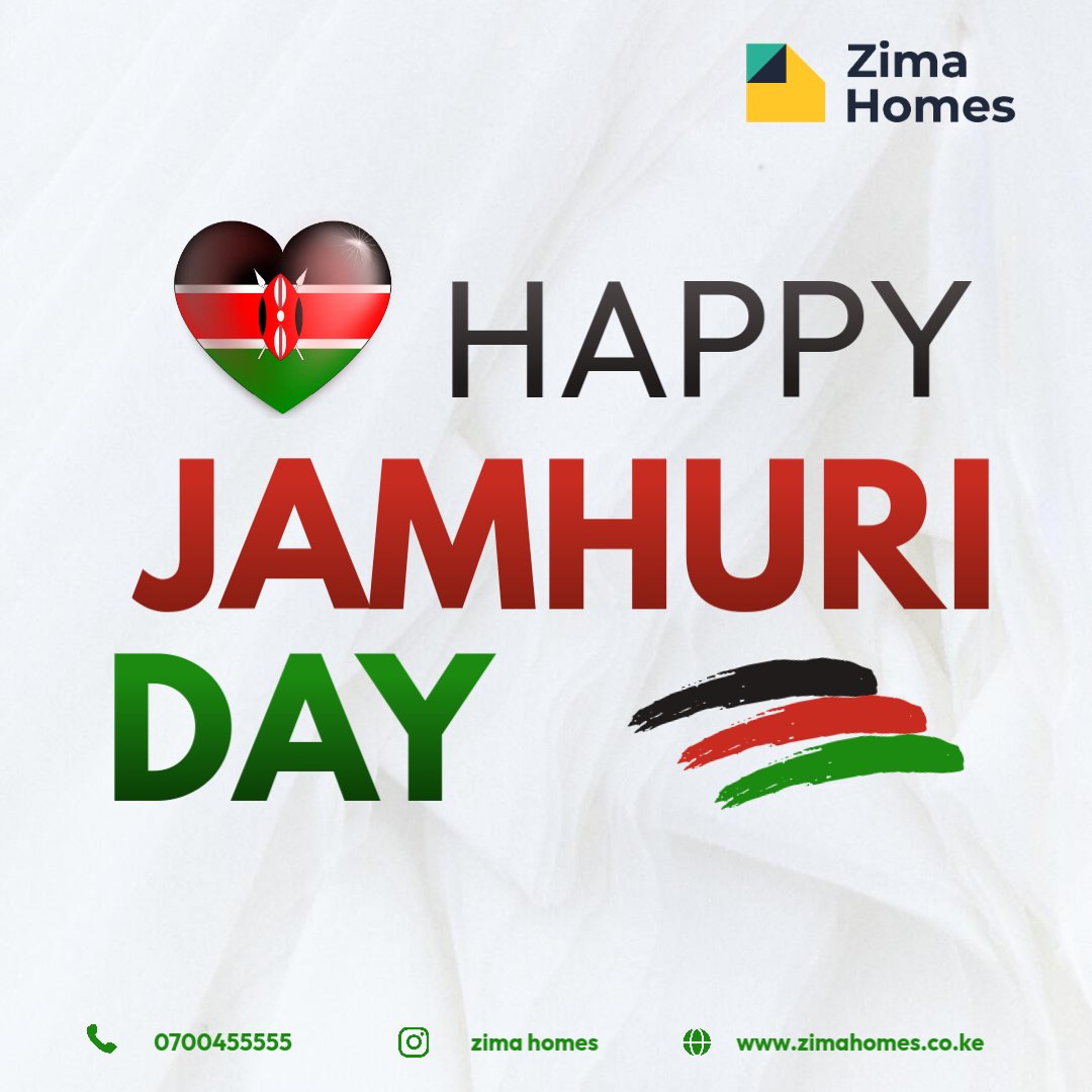 Happy Jamhuri Day from Zima Homes. Today, we celebrate Kenya’s independence and the progress we’ve made as a nation. As we honor our history, let’s continue to work together to build a future of growth, unity, and sustainable development. #JamhuriDay #ProudlyKenyan