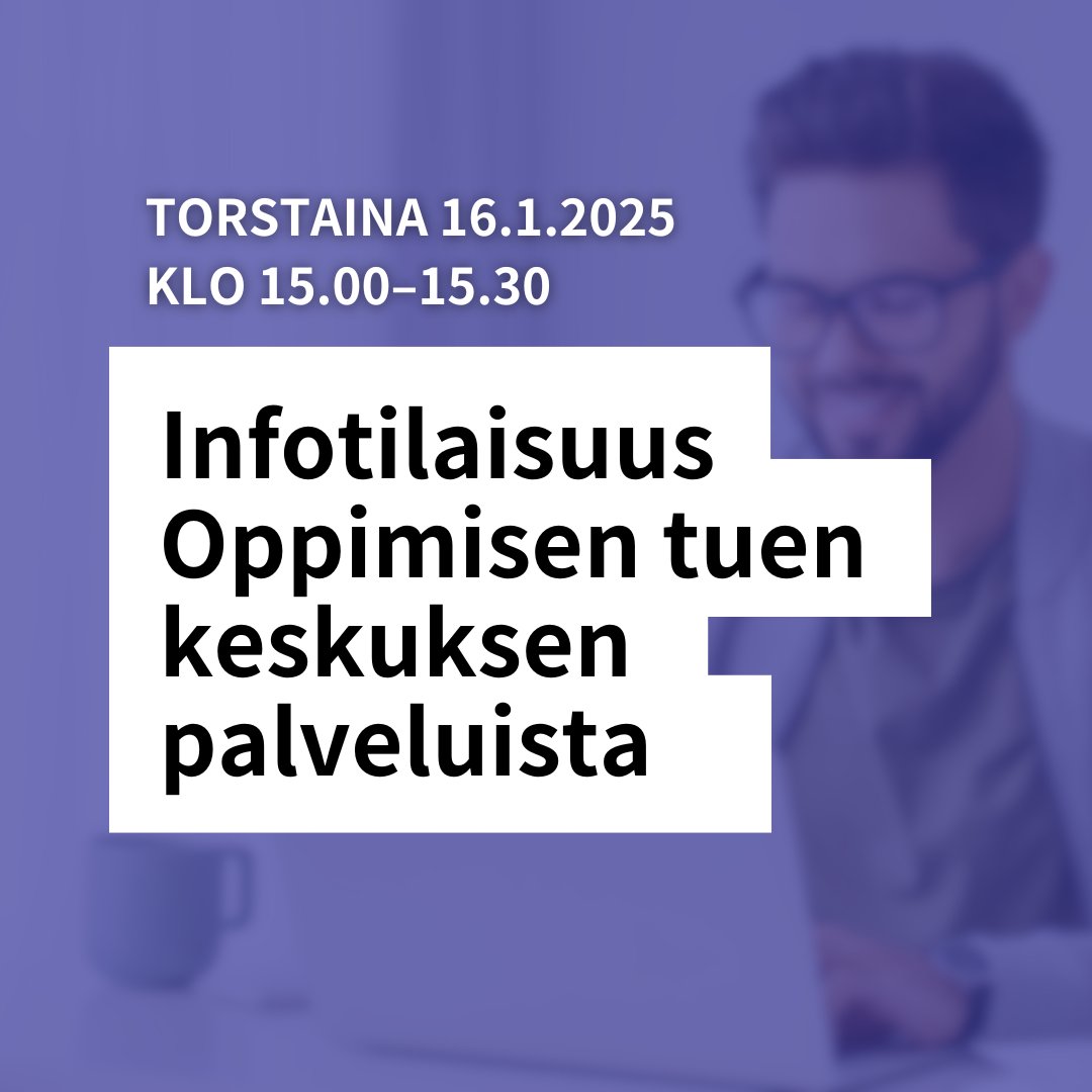 Onko sinulla, läheiselläsi tai asiakkaallasi oppimisen tai keskittymisen vaikeuksia? Tule kuulemaan <a href="/Kuntoutussaatio/">Kuntoutussäätiö</a>’n  maksuttomista palveluista infotilaisuudessa torstaina 16.1.2025 klo 15.00–15.30 Teamsissa.

Ilmoittaudu tästä linkistä: link.webropolsurveys.com/Participation/…