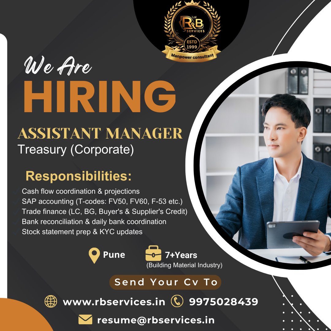 RnBmapower's tweet photo. We’re Hiring!  
Position: Assistant Manage
#treasuryjobs #assistantmnager #financecareers #hiringalert #jobopportunity #corporatefinance https://t.co/bOfYv7LTTm