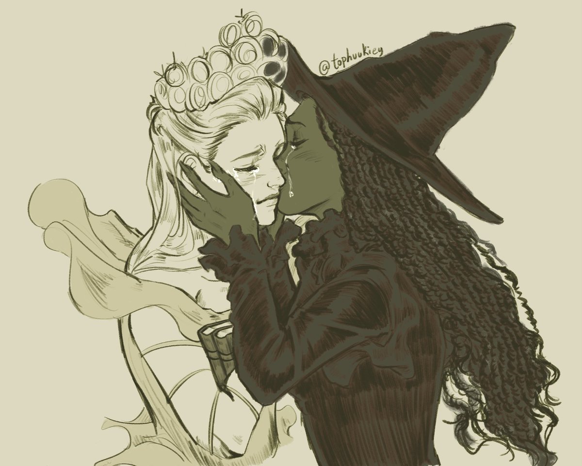 tophuukiey's tweet photo. There's a wicked production where Elphaba kisses Glinda on the cheek sometime in act 2 and well—
#gelphie #wicked #wickedfanart https://t.co/shae1k4pai