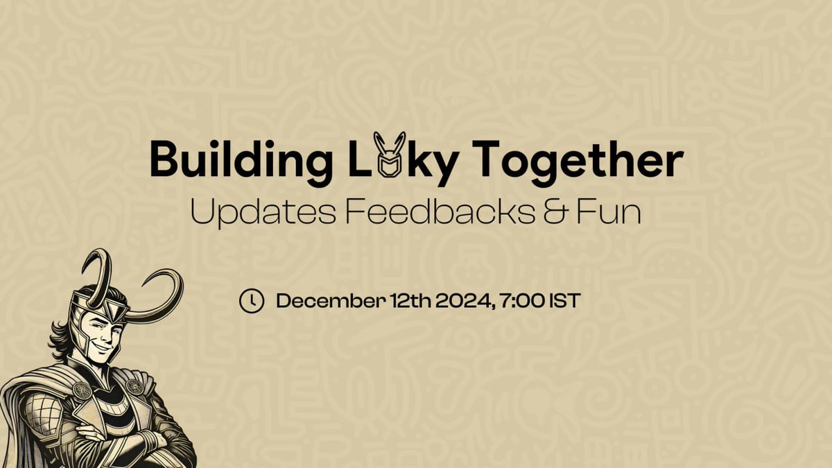 reach_abhinav's tweet photo. 🎙️Join us for a Twitter Space tomorrow to gain exclusive insights into the new features of @0x_Loky, share your feedback, and connect with our core devs for some casual chit-chat.

📅 When: 12th Dec 2024
⏰ Time: 1:30 PM UTC

Let's shape Loky together!

Set a reminder here:
https://t.co/KuEzDdIzaB