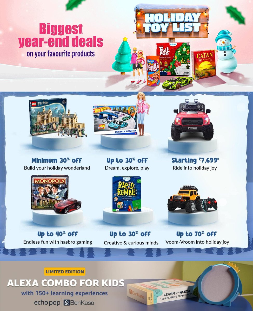Vjaylaksh6's tweet image. "🎁 Unbox joy with the best toys for every age! From learning to fun, we've got it all. Shop now on Amazon and bring smiles to every playtime! 🧸✨
Buy Now👇🛒
 [amzn.to/4gpGV4S]

 #ToysOnAmazon #PlaytimeFun
#Amazon #bestdeal 
#cards #dealOftheday