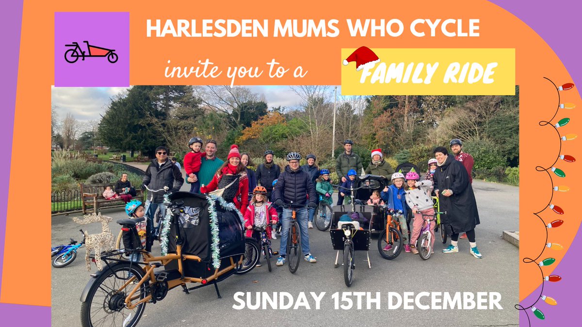 It's starting to feel a loooot like Christmas 🎄🧑‍🎄
Join us for our family-friendly bike ride on Sunday. We'll meet up in Roundwood Park at 11am and we'll ride together to Tiverton Green in Queen's Park, have a short break there and then back to Roundwood. #NW10
