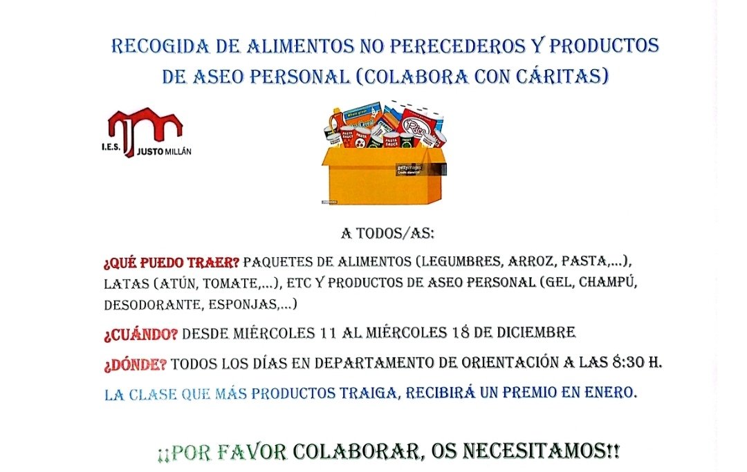 📣📣📣CAMPAÑA DE RECOGIDA DE ALIMENTOS Y PRODUCTOS DE HIGIENE PERSONAL
