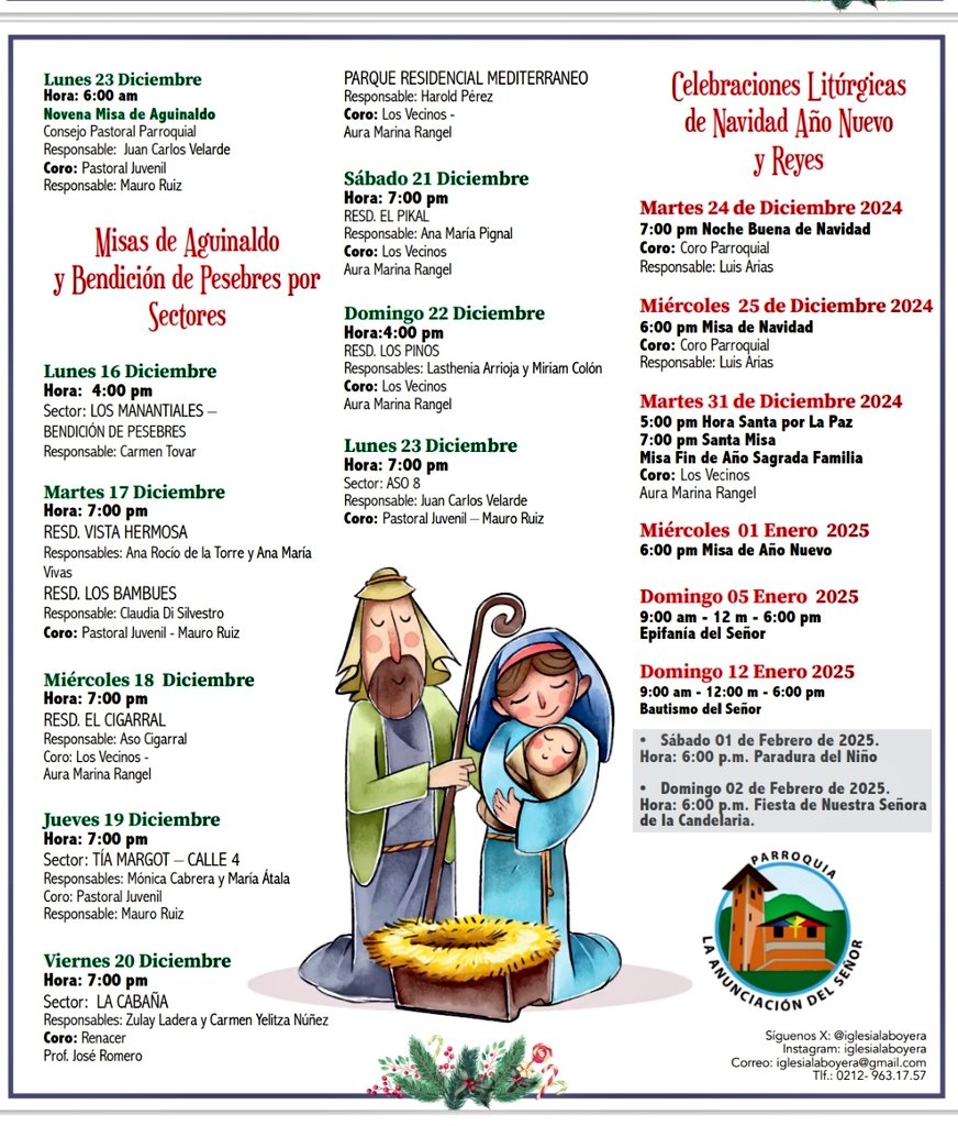 Programa Navideño de la Parroquia La Anunciación del Señor, Urb. La Boyera para quienes residen en la zona y también para quienes están lejos puedan seguirnos de cerca por las Redes Sociales. #ElHatillo