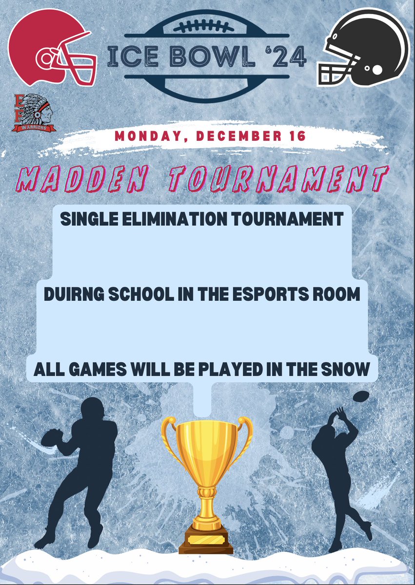 MrLee132's tweet photo. 6 more days...❄️🏈#EFMSeSports @Mr_Popowitz @EFMSWarriors https://t.co/RyyNeNCz7b