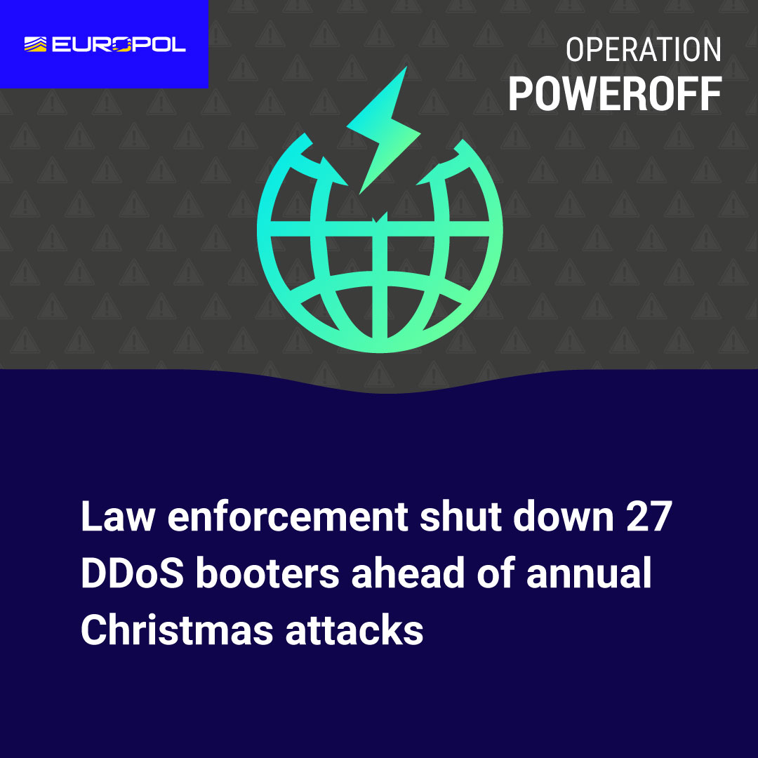 🚨💻 Europol coordinated authorities worldwide in an operation to disrupt a holiday tradition for cybercriminals: launching Distributed Denial-of-Service (DDoS) attacks to take websites offline.

Read more in our press release ⤵️

europol.europa.eu/media-press/ne…