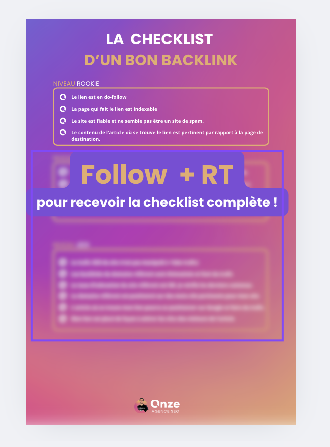 Lucio Laria | Link-Finder.net (@luciolaria) on Twitter photo J'ai acheté plus de 30 000 € de backlinks en 2024.
J'ai condensé tous mes apprentissages sur ce qui constitue "un bon backlink" dans cette checklist.
Pour la recevoir :
→ Follow <a href="/LinkFinderOK/">Link Finder</a> et <a href="/luciolaria/">Lucio Laria | Link-Finder.net</a>
→ RT
Et je te la partage en DM. J'ai acheté plus de 30 000 € de backlinks en 2024.
J'ai condensé tous mes apprentissages sur ce qui constitue "un bon backlink" dans cette checklist.
Pour la recevoir :
→ Follow <a href="/LinkFinderOK/">Link Finder</a> et <a href="/luciolaria/">Lucio Laria | Link-Finder.net</a>
→ RT
Et je te la partage en DM.