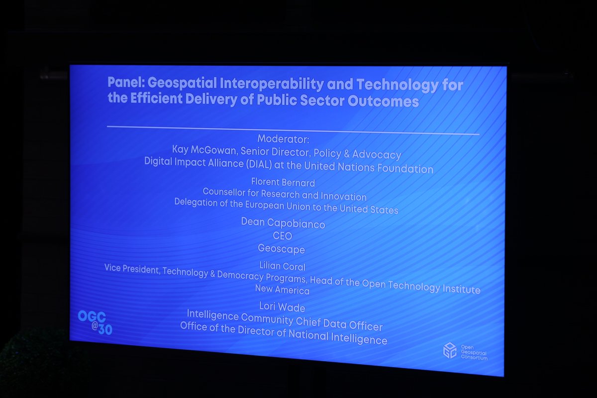 Thank you to M Florent Bernard, Counsellor for Research and Innovation at the Delegation of the European Union in Washington to have highlighted the challenges of Interoperability in Europe and how they are addressed via European Projects to OGC 30th Anniversary <a href="/innovationunion/">Dg Rtd</a>