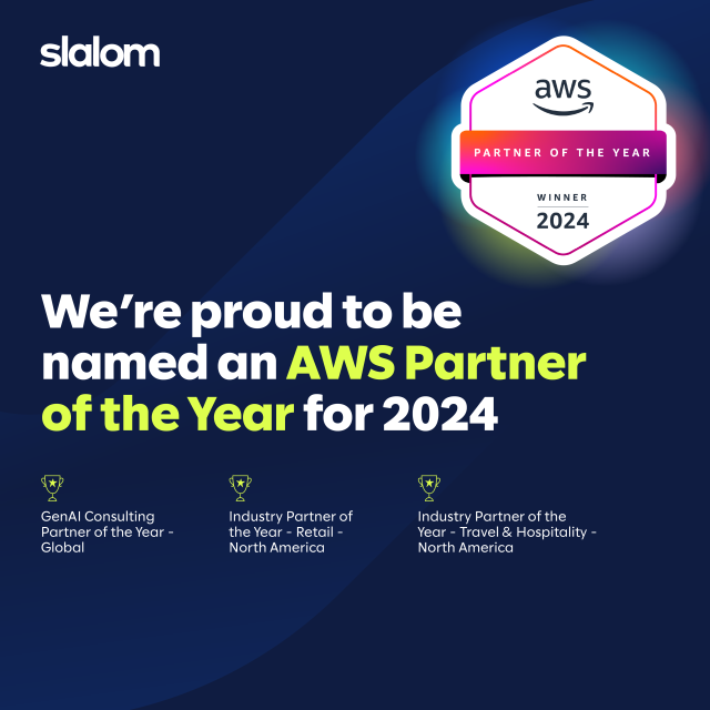 DavidFrigeri's tweet photo. 🎉Thrilled to share that Amazon Web Services (AWS) has recognized Slalom with 3 Partner Awards, including GenAI Consulting Partner of the Year – Global! Huge thanks to our incredible teams and customers. Here's to continued innovation! #SlalomProud https://t.co/IHAP4mzXMa https://t.co/nWfMPHdAV5