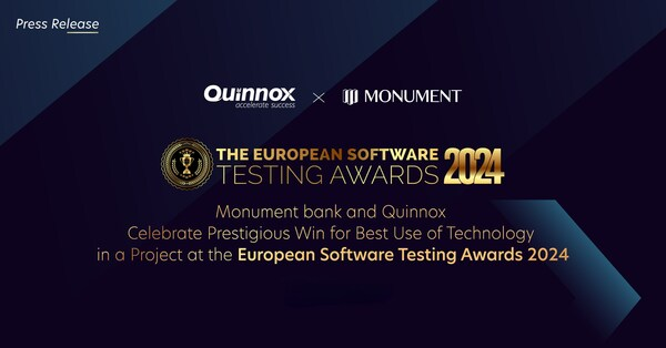 PRNEFinance's tweet photo. Monument bank and Quinnox Celebrate Prestigious Win for Best Use of Technology in a Project at 2024 The European Software Testing Awards (TESTA) https://t.co/bUvQm8Cyot https://t.co/t0WpzhCHRS