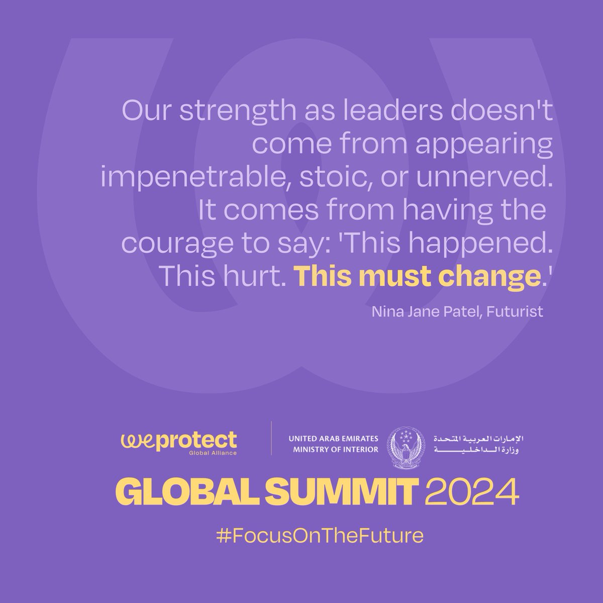 This year’s #WeProtectGlobalSummit challenged us to 'Focus on the Future'—a safer digital world where children thrive without fear. As our keynote speaker and <a href="/NinaJane_PhD/">Nina Jane Patel</a> said, this is within our power to change. Let’s build on this momentum. 🚀 

#WeProtect #SafeOnline
