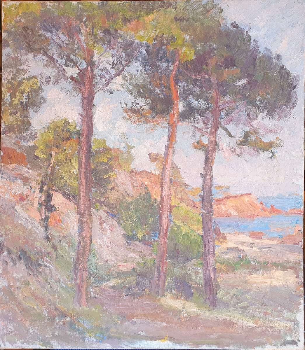 Què té a veure aquest quadre amb #Sagaró ? En Joan Colom pintor arenyenc va representar els paisatges de la #CostaBrava com aquesta pintura que podeu veure al vestíbul del <a href="/MuseuArenysMar/">Museu Arenys de Mar</a>