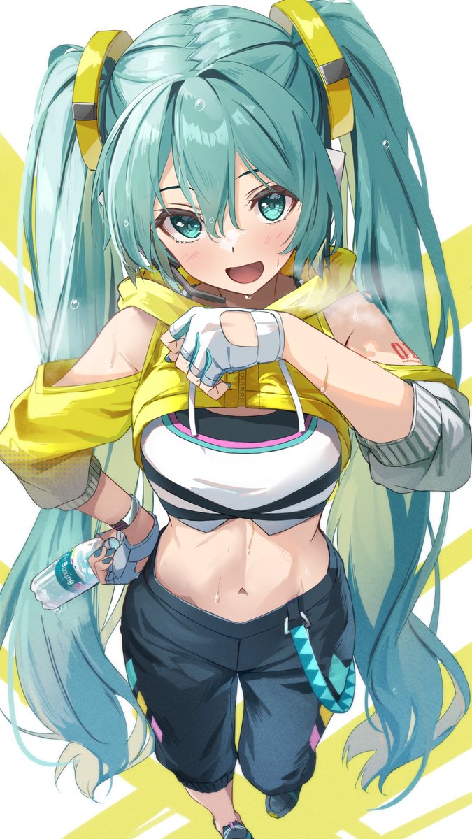 初音ミク「今年はFit Boxingミクさんのおかげでかなり痩せました。感謝!#初音ミク 」|大堂(daidou)のイラスト