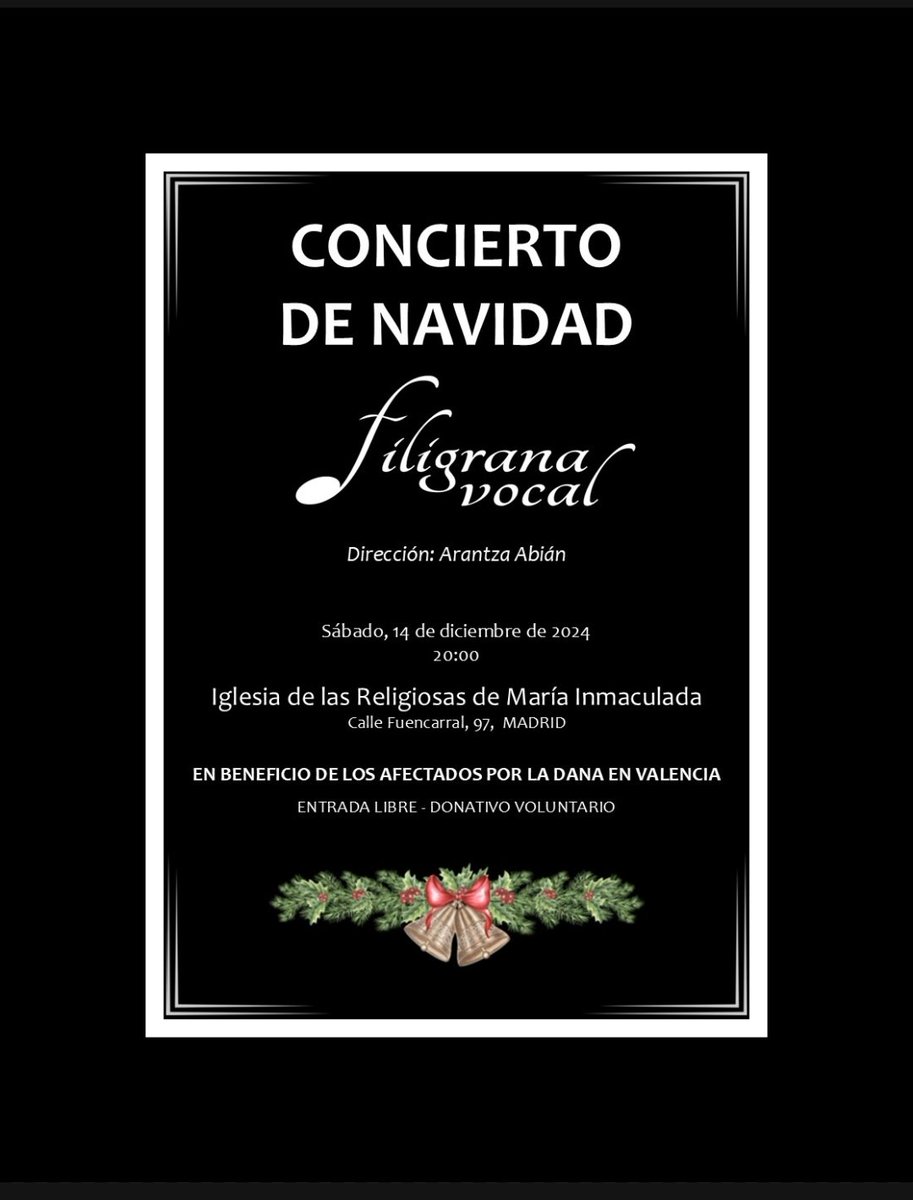 FiligranaV's tweet photo. 😍😍 Concierto de Navidad 😍😍

#villancicos #conciertonavidad #conciertomadrid #conciertocoral #corofemenino #womensinging https://t.co/clquXRkCCP