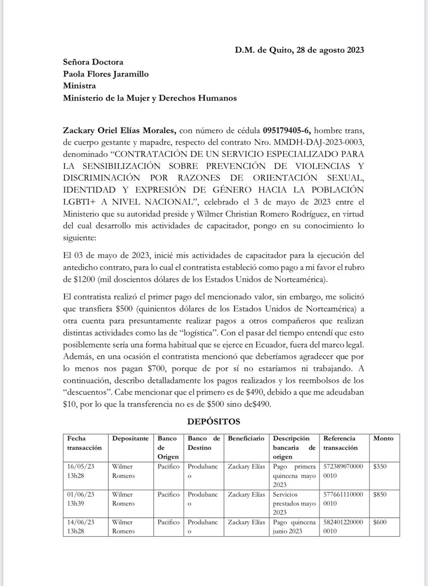 DianeRodriguezZ's tweet photo. 🏳️‍🌈🏳️‍⚧️Las mismas prácticas de la extinta FAMIVIDA, trascendieron a @care_ecuador y a la Subsecretaria de Diversidades (Ministerio de la Mujer @DDHH_Ec). 

A esta señora “activista” de la que también he sido victima de su violencia, la acusan de “Vacunadora” (👉🏻 https://t.co/VbHkmLSqRs ) el mismo motivo por el cual, se inició una querella legal en contra de este Miniterio. 

Esto en conocimiento informal y luego formal de el Sr. Cristian Landeta @crisland1, actual subsecretario de Diversidades. Se entiende porque luego de él ingresar, primero como Analista, luego como Director y ahora como subsecretario empezó un bloqueo institucional y todo lo que se relacione con @SiluetaX y la @FederacionLGBT? El bloqueo no es gratuito, Tampoco sorprende. 

El mismo boicot nos hacía cuando trabajo en la Secretaría de la Política, en la época de gobierno de @MashiRafael, luego solapadamente con @LassoGuillermo y ahora con @DanielNoboaOk. 

Desenmascaramos su actividad contemporánea junto sus amigos y cómplices “Vacunas” que de hecho recién va una parte del proceso. 

Algunos de estos simples lentejeros, pero a la final cómplices. Y no tan simples porque participaron de acoso selectivo en contra de @ZackEliasM, mucho más severo, luego que formalizó la denuncia. Algunos de estos muy sin vergüenzas, naturalizando estas prácticas, similar a esta señora. 

Esto queda para la historia. Esperamos que el resto de organizaciones y representantes empiecen hablar. El silencio es complicidad. Eso no pasa por nosotros y por eso las exclusiones en nuestra contra.

Ojalá las autoridades hagan algo ya que ni Care en este caso, ni el ministerio en lo que pasó con Zack quiso hacer algo. 

El silencio es complicidad!