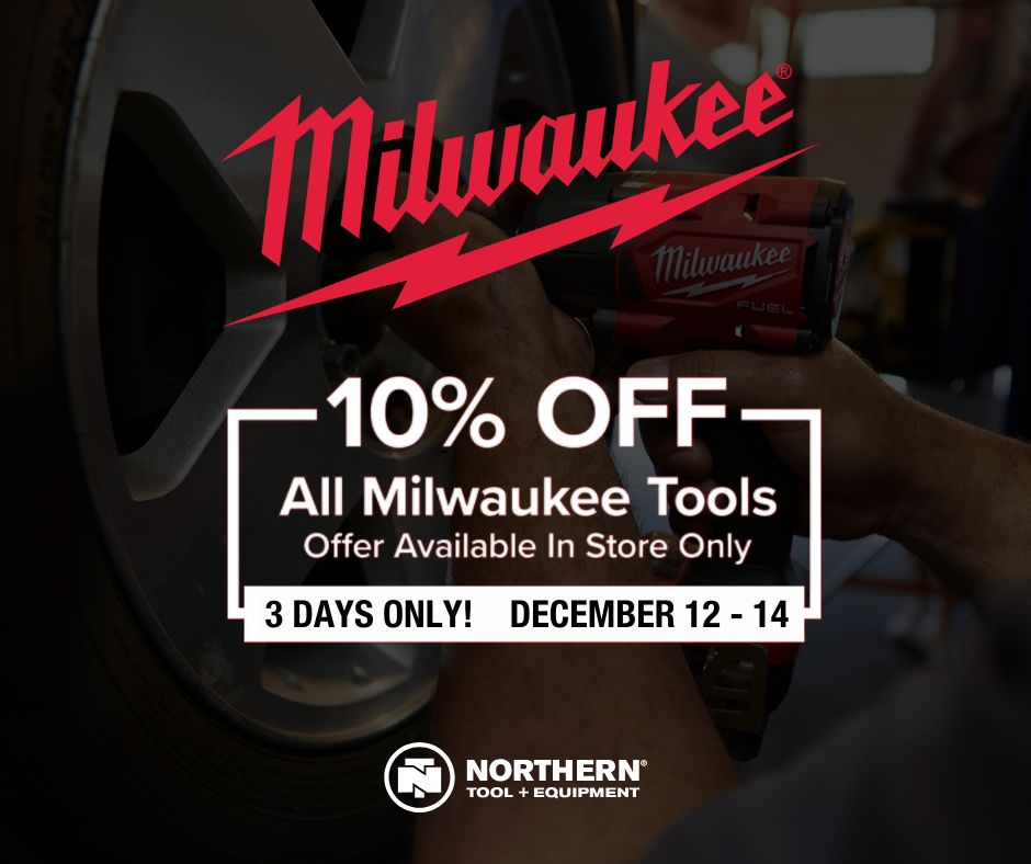NorthernTool's tweet photo. This Thursday through Saturday shop in-stores to save 10% on ALL Milwaukee! It's the perfect time to stock up. 

Learn more: https://t.co/Y2JxwgSXuP https://t.co/9yyinhR9nb