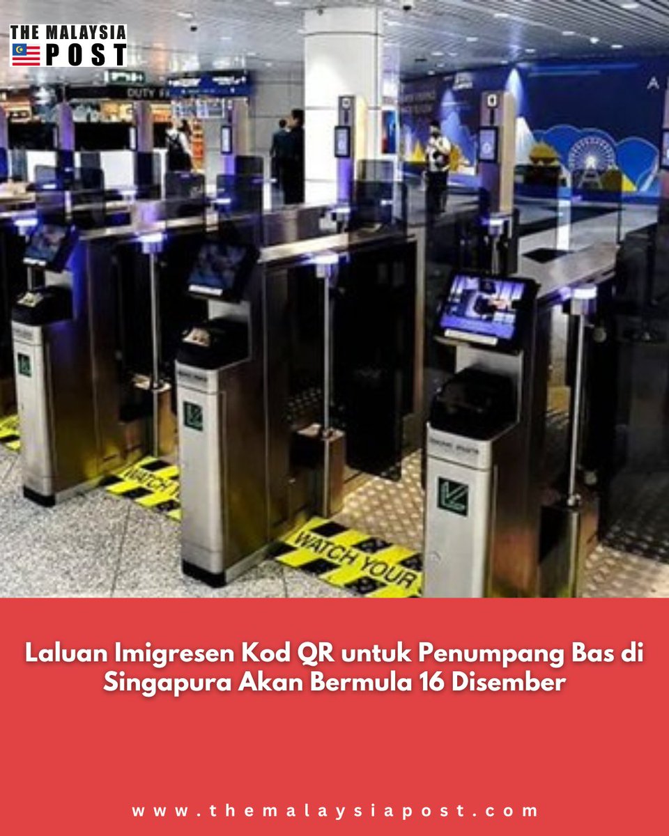 PostMalaysia's tweet photo. Langkah Singapura melaksanakan lorong imigresen kod QR untuk penumpang bas bermula 16 Disember adalah satu langkah ke hadapan dalam memperkemas lintasan sempadan.
#Singapore #ImmigrationTech #SmartTravel #BorderInnovation #SeamlessTravel #DigitalTransformation #SmartCities https://t.co/1PvHWwYTv6