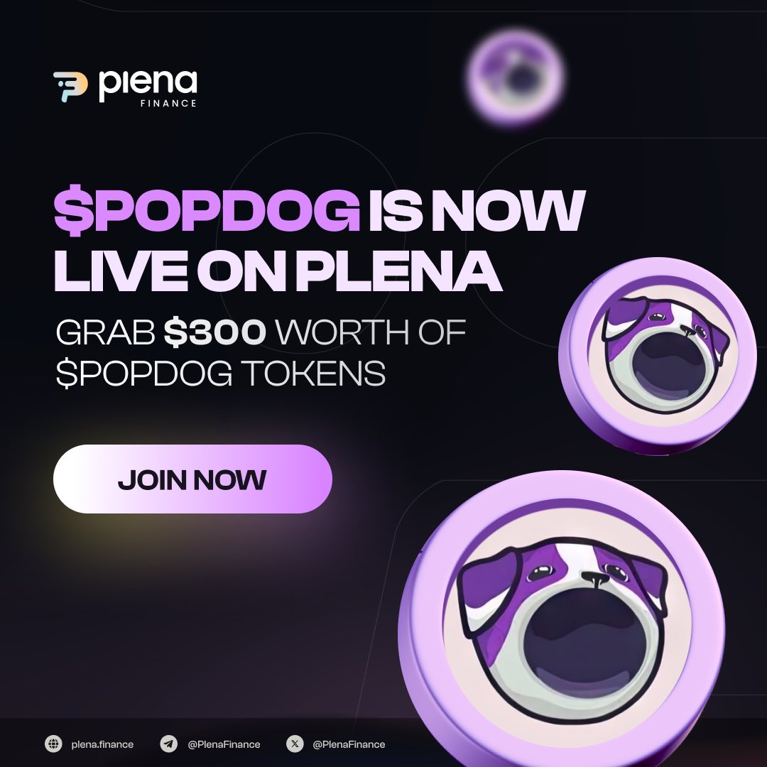 JUST IN: $POPDOG is now LIVE on Plena 🔥

With the meme meta still heating up, we're thrilled to welcome another Solana gem to our Super App.

To celebrate, we're giving away $300 worth of $POPDOG tokens for the community.

How to join in on the fun? 👇