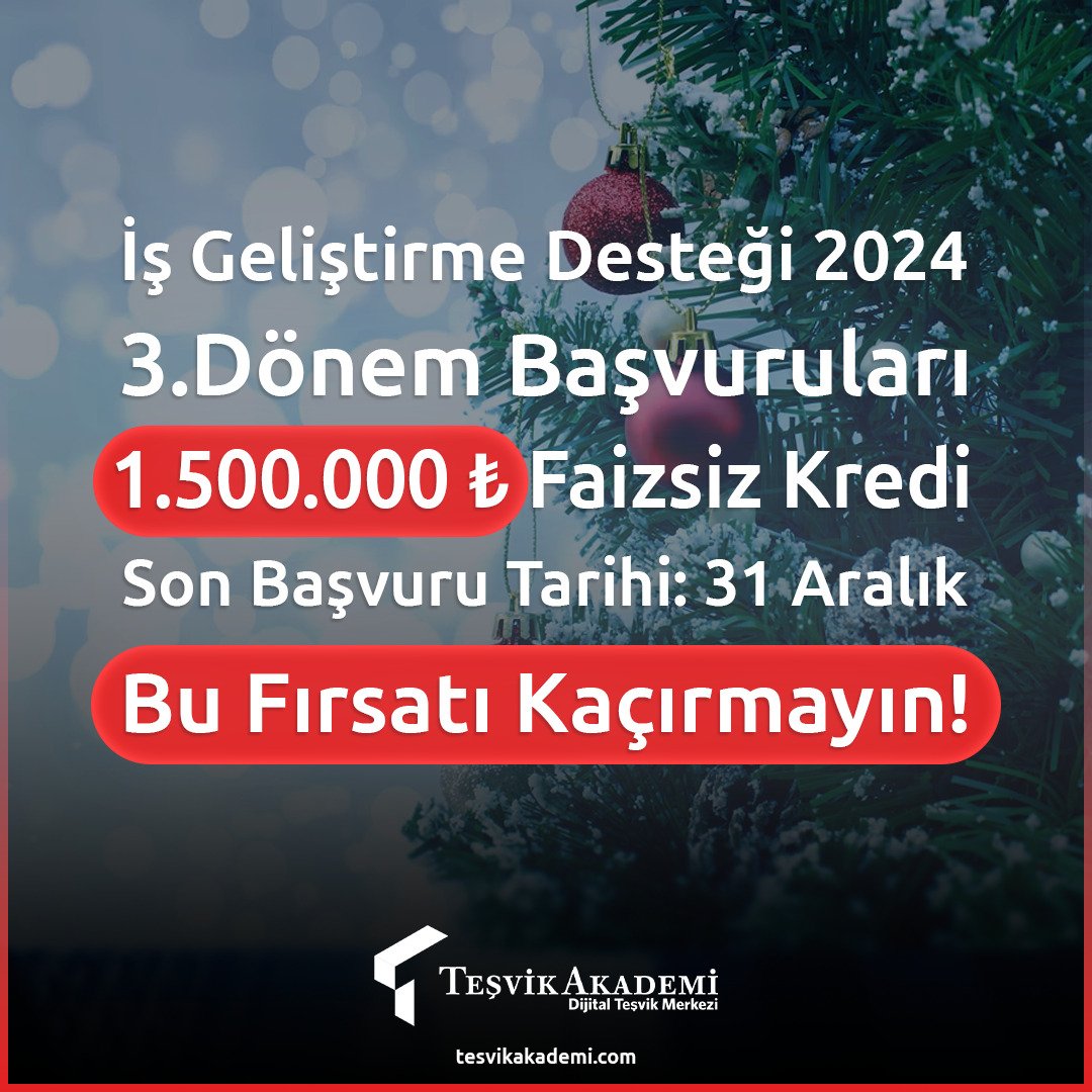 tesvikakademi's tweet photo. 📢 KOSGEB İş Geliştirme Desteği 2024 – 3. Dönem Başvuruları Açıldı! 🚀

💸 Faizsiz Kredi Avantajı:
1.500.000 ₺'ye kadar destek alabilirsiniz!
Genç, kadın, engelli, gazi veya şehit yakını girişimcilere ekstra 150.000 ₺ destek!

📅 Başvuru Dönemi:
1 - 31 Aralık
#kosgeb #teşvik https://t.co/xelX4nfPeQ