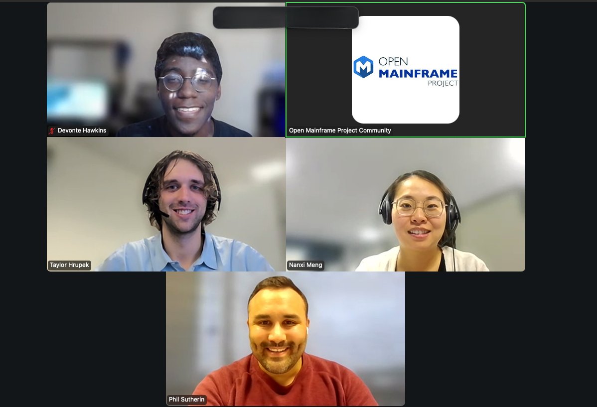 OpenMFProject's tweet image. If you missed the #MainframeOpenEducation Dec Student User Group meeting, you can watch new MOE core team members Devonte Hawkins &amp;amp; Taylor Hrupek, chat with @Broadcom&apos;s Phil Sutherin &amp;amp; learn more about his journey into #mainframes: hubs.la/Q02_99Nn0 @OpenMFProject