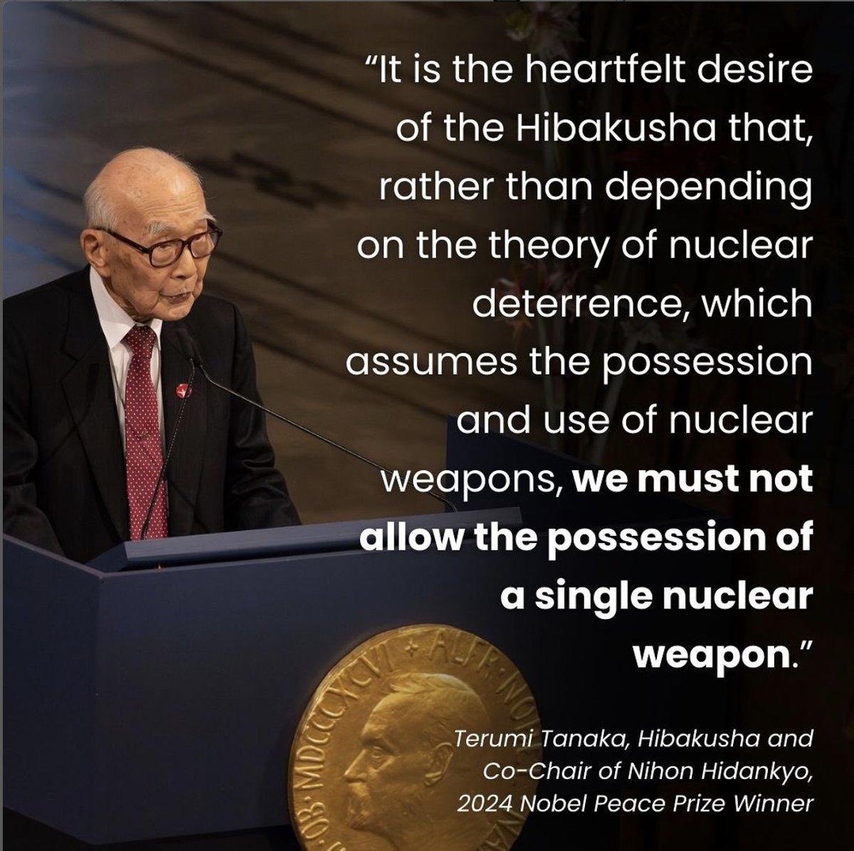In a stirring lecture delivered during the Nobel Peace Prize ceremony, #NihonHidankyo called on all governments to take their stories as a call to action- and to immediately eliminate any activities that give nuclear weapons legitimacy. 🔗➡️icanw.org/nihon_hindanky…
Graphic: <a href="/IPPNW/">IPPNW</a>