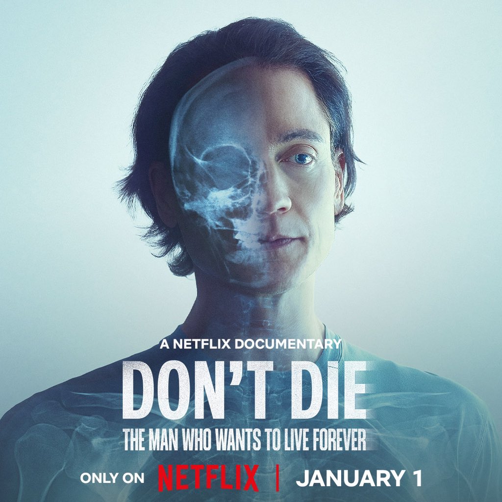 bryan_johnson's tweet image. On @netflix Jan 1
2025 is the year of don’t die