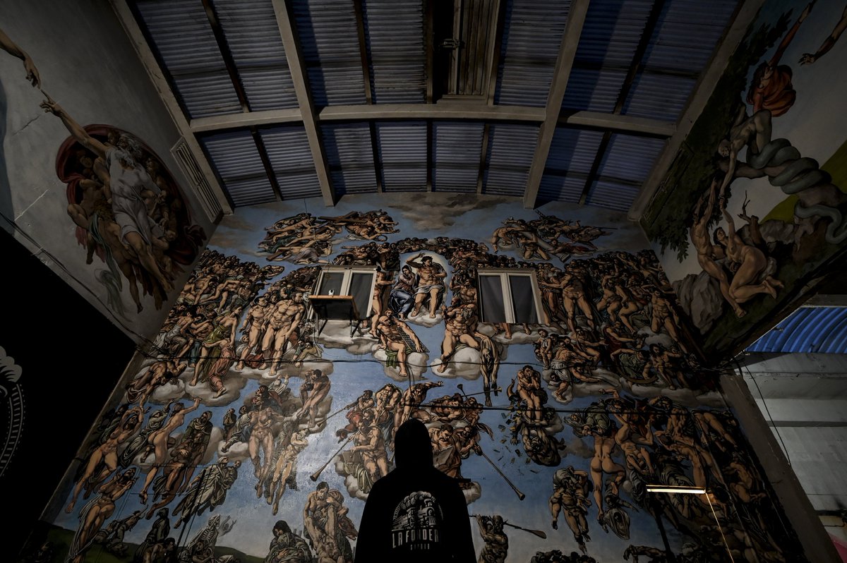 pascalboyart's tweet photo. Today it's the 4th anniversary of The Underground Sistine Chapel! 🎂⛪️

After 4 years, this project exceeded my expectations by far:

☑️ The NFT collection have more than 200 collectors 🎉 and a total volume close to 1K ETH 😵 

☑️ The documentary film made by @samouraicoop telling the whole story about the project has more than 35K views on YT, receiving rave reviews 🤩

☑️ Plus, it's one of my rare murals that's still standing IRL. I never thought it would stay that long when I first painted it. It was even featured in a recent Walking Dead episode! 💯

Let's see what the future will bring to this unique hybrid physical/digital project who came from nowhere and is still unprecedented. 
I hope it will continue to inspire and amaze you guys!