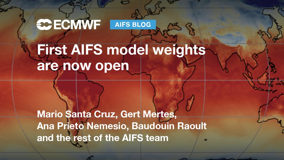 New #AIFS blog: we highlight that the first AIFS model weights are now available and explain how you can use them yourself ➡️ ecmwf.int/en/about/media…
#MachineLearning