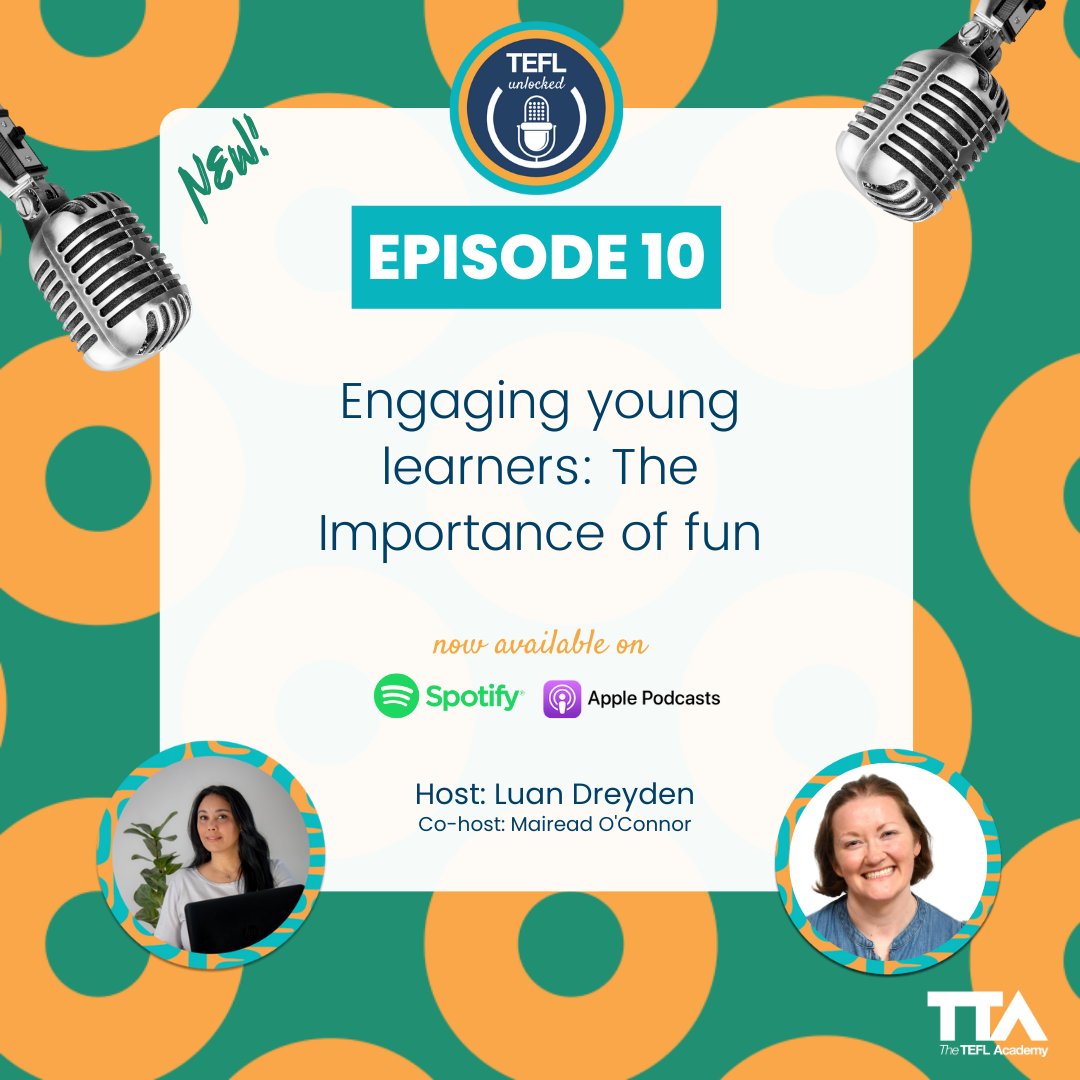 TEFLAcademyUK's tweet image. 🌟 New Episode Alert: TEFL Unlocked 🎙️ 🌟

In this episode, hosts Luan and Mairead reveal practical strategies to engage young learners like never before! 🙌

🎧 Tune in now: theteflacademy.com/tefl-unlocked-…

#TEFLUnlocked #YoungLearners #EngagingLessons #TEFLTips #TeachEnglish