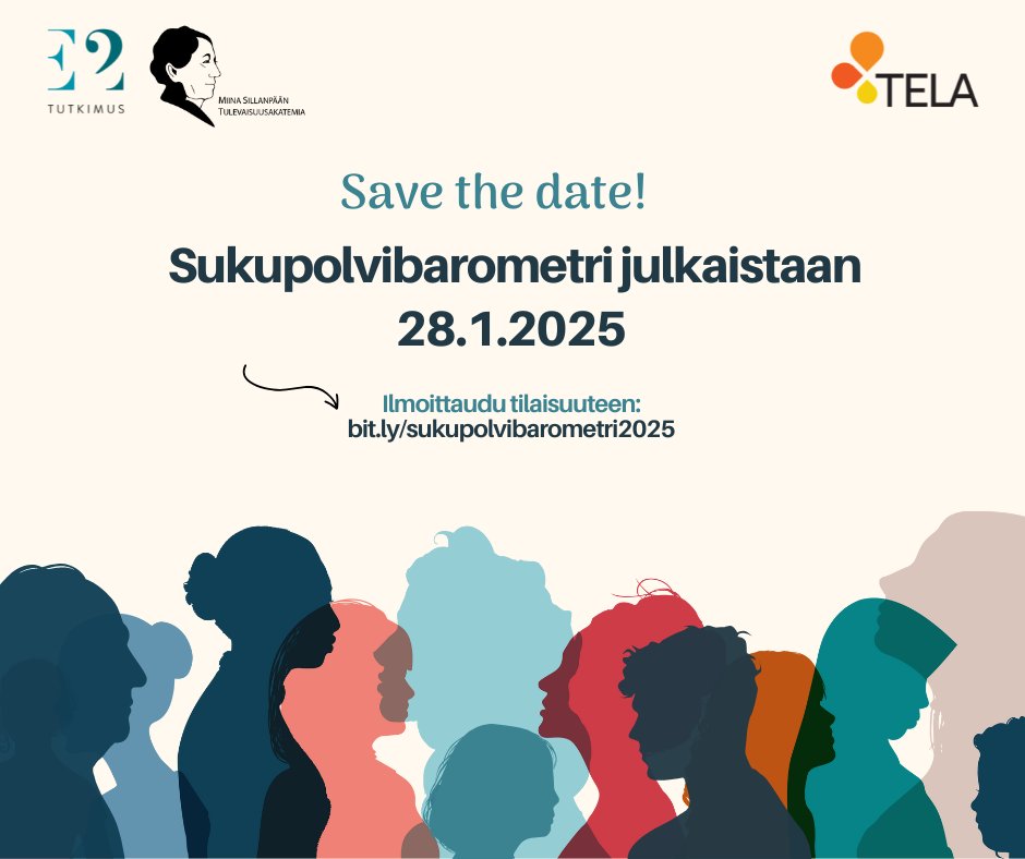 MiinaSillanpääSäätiö (@msillanpaan_sr) on Twitter photo Ennakkokutsu Sukupolvibarometrin julkaisusta 28.1.25: Tervetuloa kuulemaan tuloksia striimin kautta! Pyrimme edistämään sukupolvien yhteyttä Suomessa eriytymisen sijaan. <a href="/e2_tutkimus/">E2 Tutkimus</a>'n, <a href="/Tela_ry/">Tela ry</a>'n ja <a href="/MSillanpaan_sr/">MiinaSillanpääSäätiö</a>'n uusi barometri tarjoaa tähän aineksia miinasillanpaa.fi/ajankohtaista/… Ennakkokutsu Sukupolvibarometrin julkaisusta 28.1.25: Tervetuloa kuulemaan tuloksia striimin kautta! Pyrimme edistämään sukupolvien yhteyttä Suomessa eriytymisen sijaan. <a href="/e2_tutkimus/">E2 Tutkimus</a>'n, <a href="/Tela_ry/">Tela ry</a>'n ja <a href="/MSillanpaan_sr/">MiinaSillanpääSäätiö</a>'n uusi barometri tarjoaa tähän aineksia miinasillanpaa.fi/ajankohtaista/…