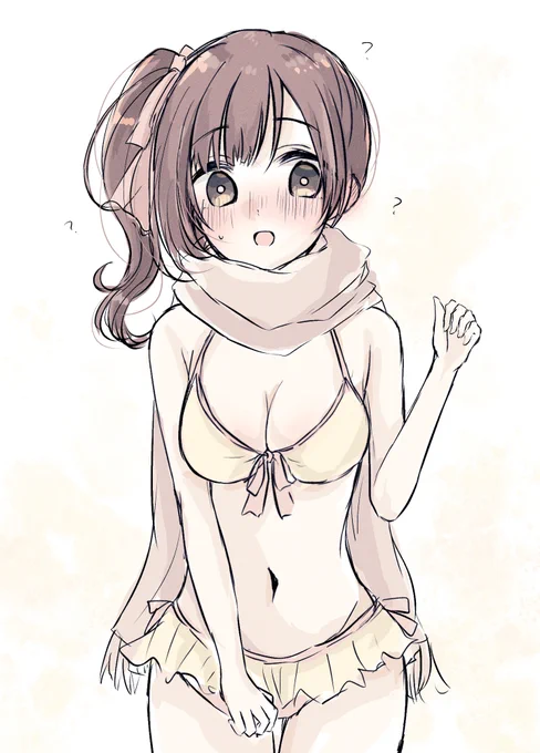 水着着て欲しかったんだけど、寒そうだったので…… 
