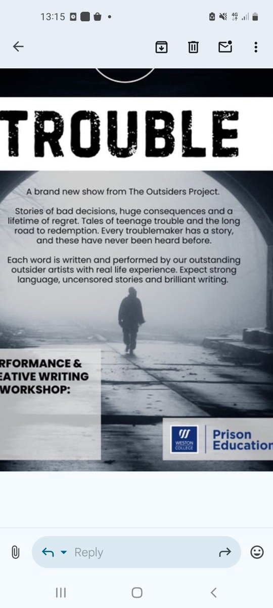 Lee50Gary's tweet image. Nice group of around 30 learners this morning @HMPYOI_Portland for excerpts of our show 'Trouble'. Well received and looking forward to a creative writing workshop this afternoon. @PrisonEdWeston @Outsiders_Proj