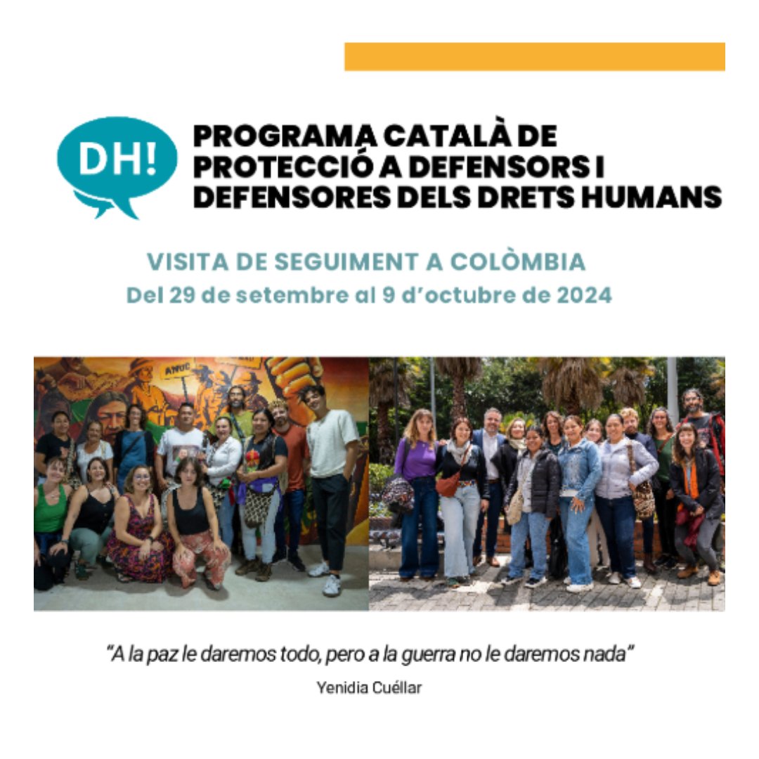 CCARefugi's tweet image. 🔎A l'octubre la delegació del #PCPDDH va viatjar a Colòmbia amb l'objectiu de fer seguiment personal i comunitari, enfortir xarxes de suport i visibilitzar
el compromís institucional. Així com recollir informació clau sobre zones de risc com Catatumbo.

📄tinyurl.com/3pp7cj48
