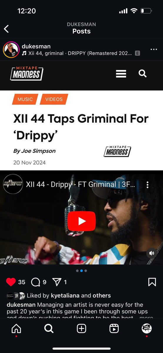 Dukesman86's tweet photo. Check out @XII44__ latest release “ Drippy “ Featuring Griminal … blogged on GRMDaily x MixtapeMadness x EarMilk 

New music and his debut tape coming real soon 👊🏾💯 @YehBwoy https://t.co/vJNfALTHRW