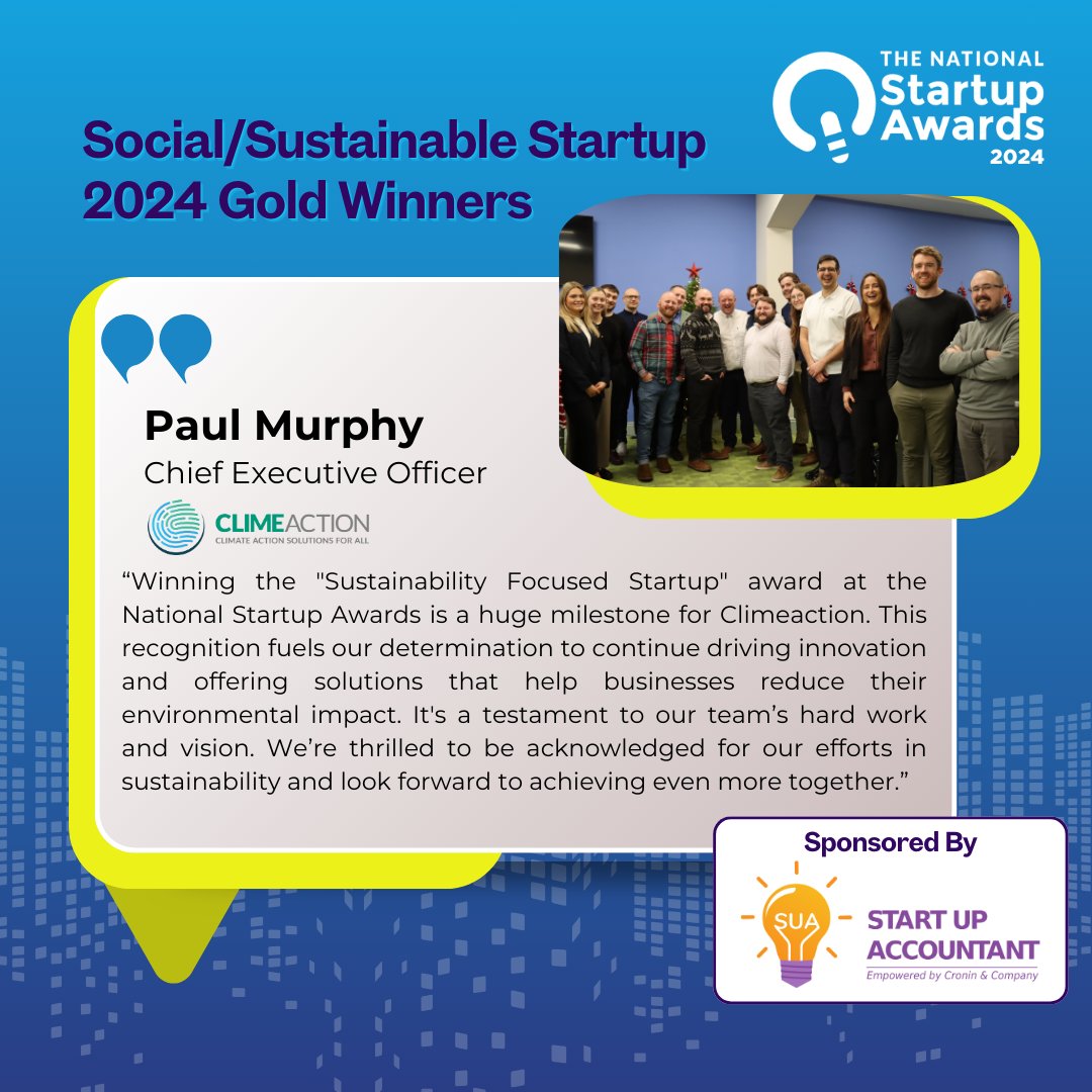 Startups Ireland (@startupsireland) on Twitter photo Paul Murphy CEO <a href="/Climeaction24/">Climeaction</a> expressed immense gratitude and pride after winning Social/Sustainable Startup 2024 Gold award sponsored by zurl.co/4naoJ
#yourstartupjourney #Startups #SUA2024 #NSA2024 #nationalstartupawards2024 Paul Murphy CEO <a href="/Climeaction24/">Climeaction</a> expressed immense gratitude and pride after winning Social/Sustainable Startup 2024 Gold award sponsored by zurl.co/4naoJ
#yourstartupjourney #Startups #SUA2024 #NSA2024 #nationalstartupawards2024