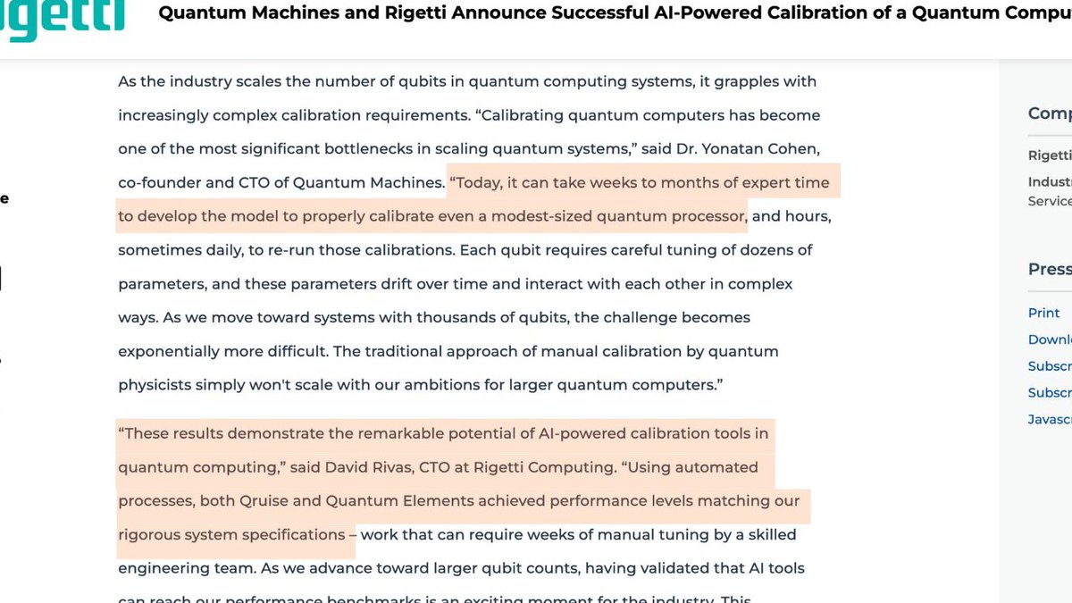 MarioNawfal's tweet photo. 🚨 QUANTUM COMPUTING: THE NEXT TECH GOLD RUSH

Quantum computing (QC) is about to blow up the tech world. Think of it as AI on steroids—but here’s the kicker: the entire U.S. quantum sector is worth less than Dogecoin. Imagine buying Bitcoin at $500. That’s where QC is today.

Regular computers process in 1s and 0s. QCs use qubits, which can be 1, 0, or both at the same time (superposition). 

Translation? They solve ridiculously complex problems insanely fast.

Google recently ran a calculation on its quantum chip in 5 minutes that would take the world’s fastest supercomputer 10 septillion years to complete. 

Yes, that’s older than the universe.

Why it matters:

QC isn’t just a cool science project—it’s a game-changer:

Medicine: Design drugs in weeks, not years.

Finance: Smarter investments, faster decisions.

AI: Supercharges AI, making today’s breakthroughs look tiny.

McKinsey predicts QC will add trillions to the economy in the next decade. Entire industries will be rewritten.

We are closer than most people think. Quantum startups are already hitting 10 qubits, aiming for 100 in 2 years and thousands in 5 years.

QC is already solving real problems in medicine, defense, and finance, and platforms like AWS and Google let you rent quantum power right now.

Here’s the wild part: the entire U.S. quantum sector is trading for less than a meme coin.

Meanwhile, China is outspending the U.S. 5 to 1 in quantum development.

Legislation like the Quantum Leadership Act is injecting billions into R&D, but QC’s “ChatGPT moment”—where its potential becomes undeniable—is just 2-3 years away.

The upside here is massive. QC isn’t just going to change industries—it’s going to flip them on their heads. When its moment comes, the repricing will be fast and brutal. The clock is ticking.

Source: @caprioleio