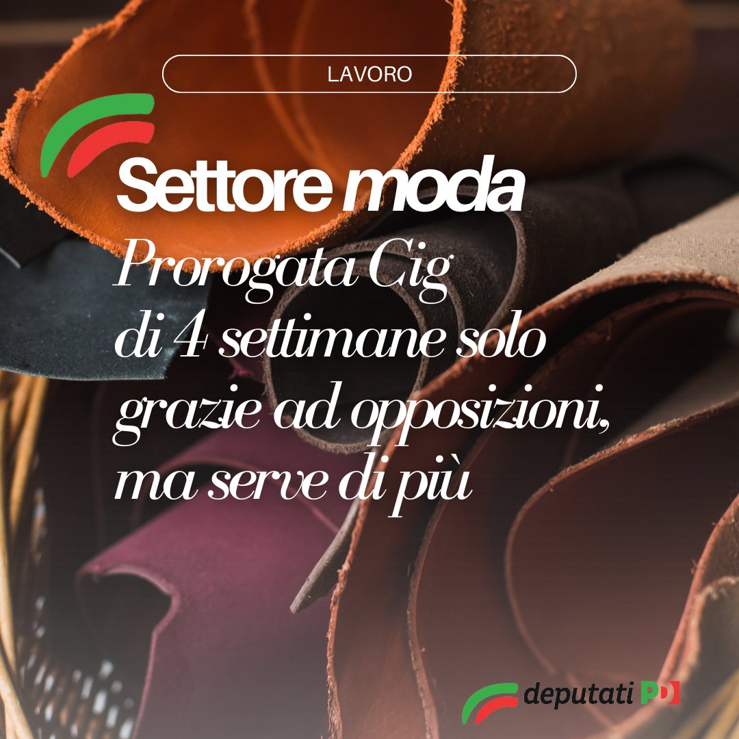 𝐌𝐨𝐝𝐚: 𝐩𝐫𝐨𝐫𝐨𝐠𝐚𝐭𝐚 𝐂𝐢𝐠 𝐌𝐨𝐝𝐚 𝐝𝐢 𝟒 𝐬𝐞𝐭𝐭𝐢𝐦𝐚𝐧𝐞 𝐬𝐨𝐥𝐨 𝐠𝐫𝐚𝐳𝐢𝐞 𝐚𝐝 𝐨𝐩𝐩𝐨𝐬𝐢𝐳𝐢𝐨𝐧𝐢, 𝐦𝐚 𝐬𝐞𝐫𝐯𝐞 𝐝𝐢 𝐩𝐢𝐮̀  

La Cassa integrazione straordinaria per il settore della moda sarà estesa anche per il tutto il mese di gennaio 2025