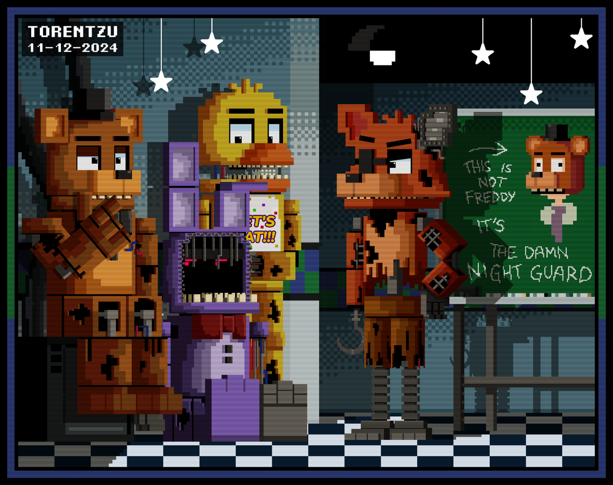 _torentzu_'s tweet photo. FNAF 2 - Freddy or Night Guard? (ibisPaint X) #FNAF #FNAF2 #freddyfazbear #bonnie #chica #foxy #fnafart #fivenightsatfreddys https://t.co/rnoIZVQH1I
