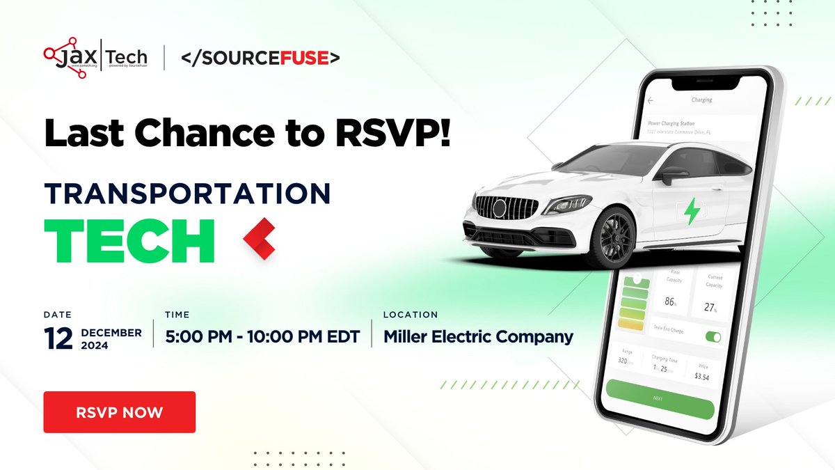 SourceFuse's tweet image. LAST CHANCE TO RSVP: hubs.ly/Q02ZR12V0
Accelerate into the #TransportationTech future! Explore #EVs, #AVs, & more at our Fall event. We kick-off with networking happy hour, speaking sessions, & close with an afterparty. RSVP today:
#SourceFuse #JaxTech #Innovation