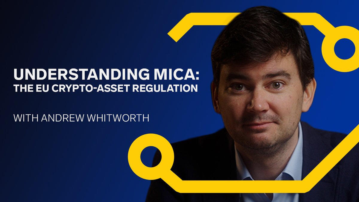 EU_SDFA's tweet photo. In this #HDIW video, Andrew Whitworth, @EUI_EU, explores #MiCA, the EU’s first comprehensive regulatory framework for #blockchain-based financial activities and #crypto-assets.
MiCA aims aims to harmonize crypto regulations across #EU member states
Watch 📽️https://t.co/rYMvbM9F6i https://t.co/vw7rrPxYsN