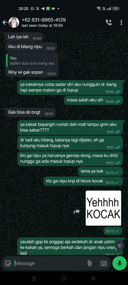 gfluvie's tweet image. ⚠️ HELP RT PENIPUAN ⚠️

udah scam, penipu, malah playing victim lagi

maaf banget ga bisa bikin kata-kata, jadi mohon maaf kalau rada berantakan ya🙏🏻🙏🏻
aku buat tweet ini cuma mengingatkan untuk teman-teman agar lebih berhati-hati supaya ga ketipu

#zonauang #zonajajan #zonaba