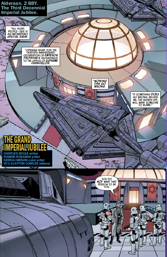 MarkPaniccia's tweet photo. #STARWARSWEDNESDAY
The STAR WARS: A NEW LEGACY special celebrates 10 years of MARVEL reuniting with the "greatest space-fantasy film of all". It'll be in comic shops 1/29.
Here are some snippets from the main story by @CharlesSoule and @RamonRosanas featuring Valance, Aphra, Lord Momin and cameos of fan favorites through Marvel Comics Star Wars history.
Super entertaining story with a great twist at the end!
All this and new stories by @jasonaaron and Kieron Gillen featuring Scar Squadron, Krrsantan, BT and Triple Zero!
#marvel #starwars #darthvader #disney #starwarscomics #MarvelComics @SWSplashPagePod